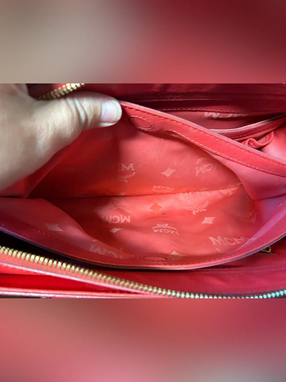 MCM Red Leather Tote